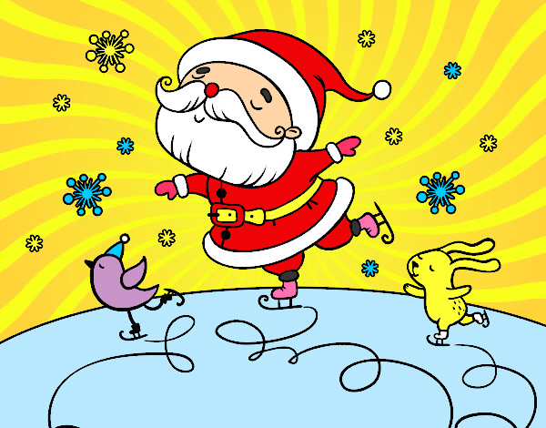 Disegno Babbo Natale pattinatrice pitturato su AliFili