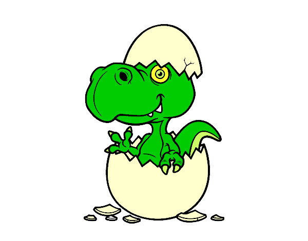 Disegno Dino emergenti da uovo pitturato su pirainoe