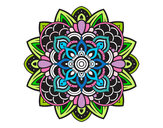 Disegno Mandala decorative pitturato su fioriefrut