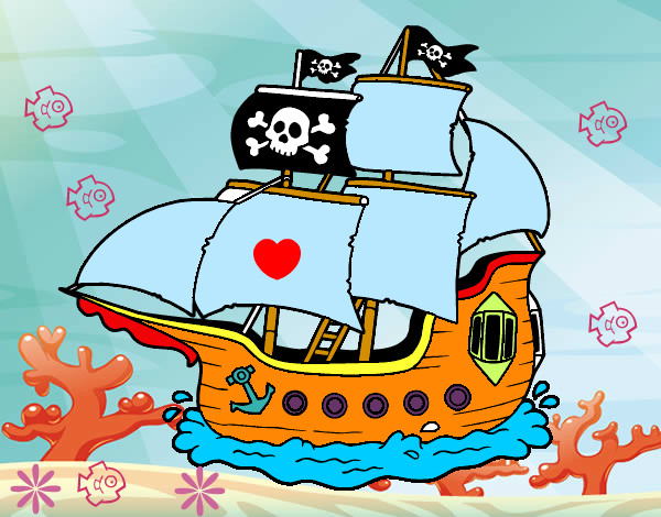 Disegno Barca Pirata pitturato su James
