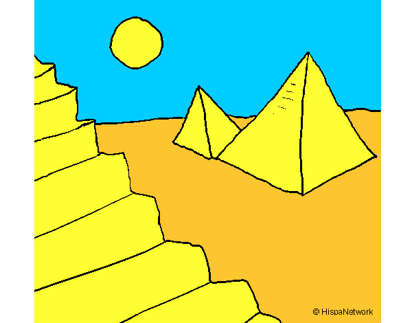 Disegno Piramidi pitturato su cadriana