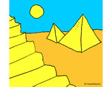 Disegno Piramidi pitturato su cadriana