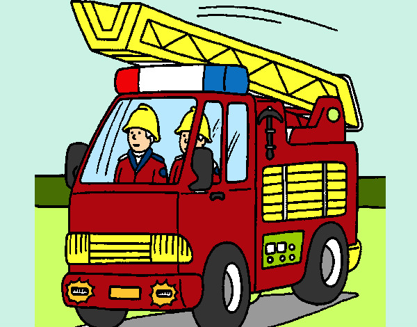 Disegno Camion dei Pompieri  pitturato su amir