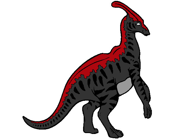 Disegno Parasaurolophus a strisce  pitturato su lucatoro