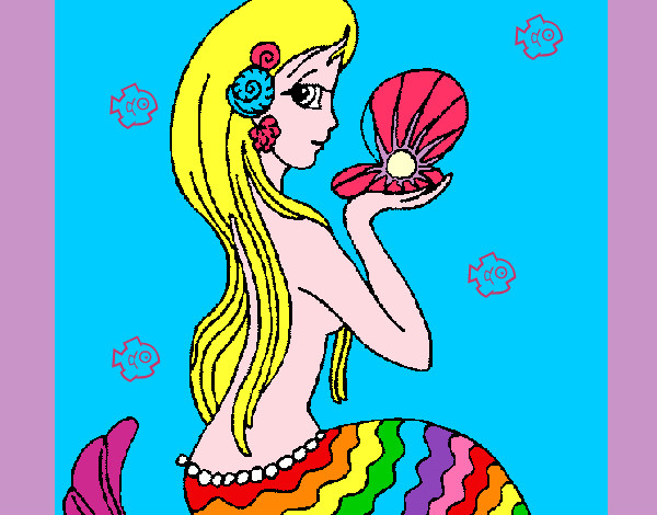 Disegno Sirena e perla  pitturato su AI1805
