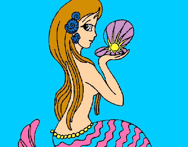 Disegno Sirena e perla  pitturato su diletta25