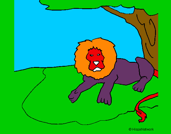 Disegno Il re leone pitturato su rinoceront
