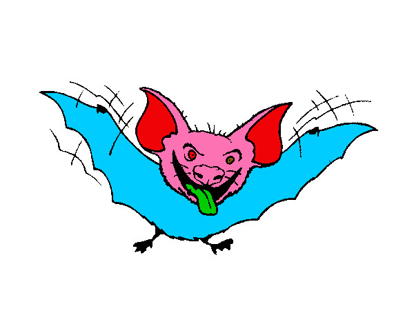 Disegno Pipistrello con la lingua fuori  pitturato su rinoceront