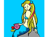 Disegno Sirena con la conchiglia  pitturato su federica16
