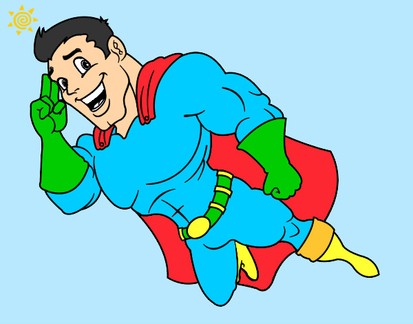 Disegno Supereroi volare pitturato su ALESSAN