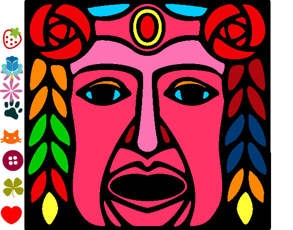 Disegno Maschera Maya pitturato su carl