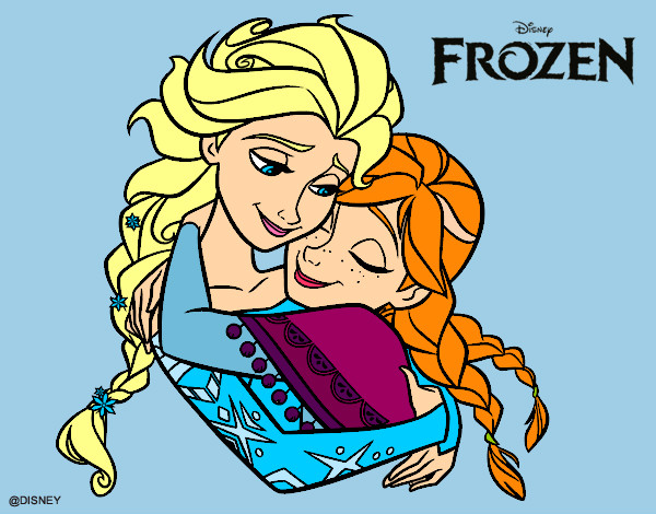 Disegno Frozen Elsa e Anna pitturato su Bianca03