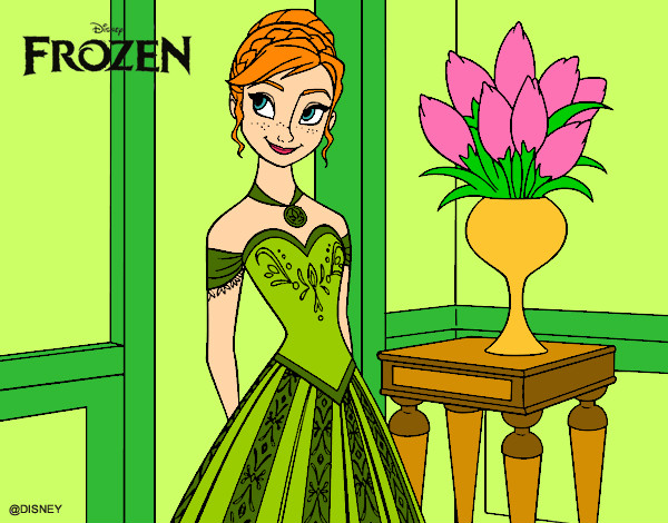 Disegno Frozen Principessa Anna pitturato su Bianca03