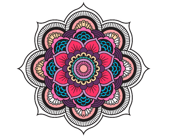 Disegno Mandala fiore orientale pitturato su Bianca03