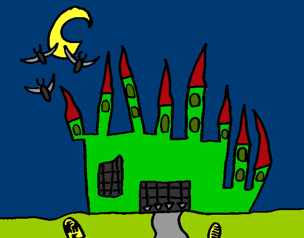 Disegno Castello del Terrore pitturato su violaviola