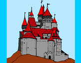 Disegno Castello medievale  pitturato su violaviola
