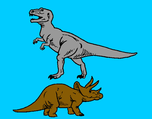 Disegno Triceratops e Tyrannosaurus Rex pitturato su GABRIEL17