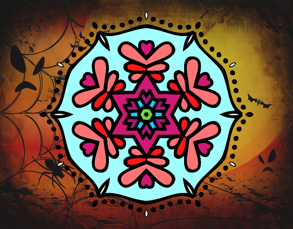 Disegno Mandala simmetrica pitturato su cele