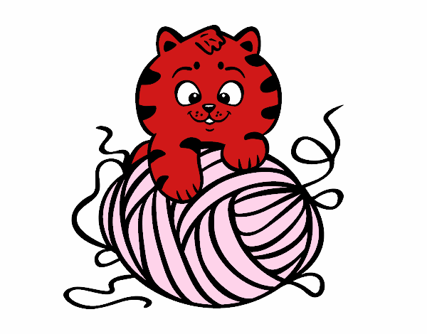Gatto con un gomitolo di lana