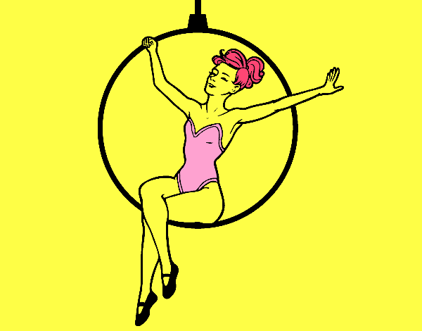 Disegno Donna trapezista pitturato su alesia