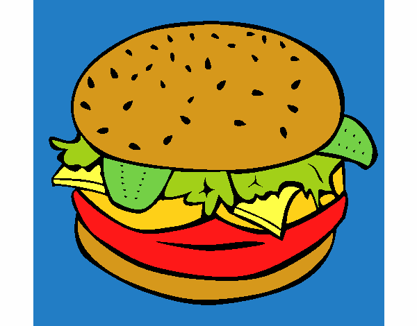 Disegno Hamburger completo  pitturato su Achille