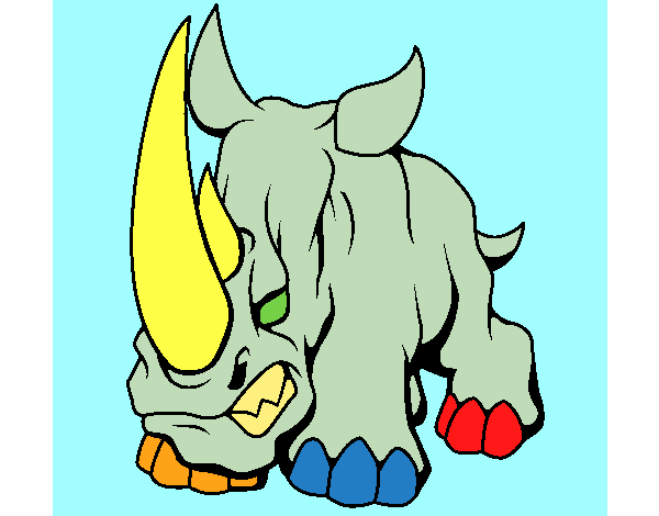 Disegno Rinoceronte II pitturato su Achille