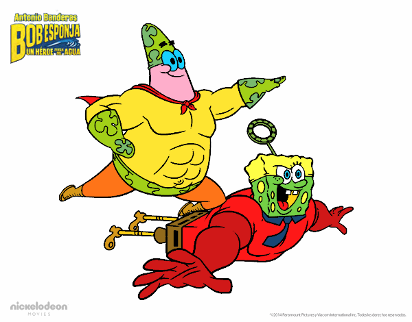 Disegno SpongeBob - Supergenialone e Invincibolla pitturato su Achille