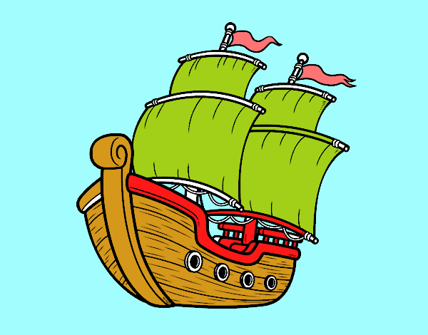 Disegno Barca a vela pitturato su ciccino