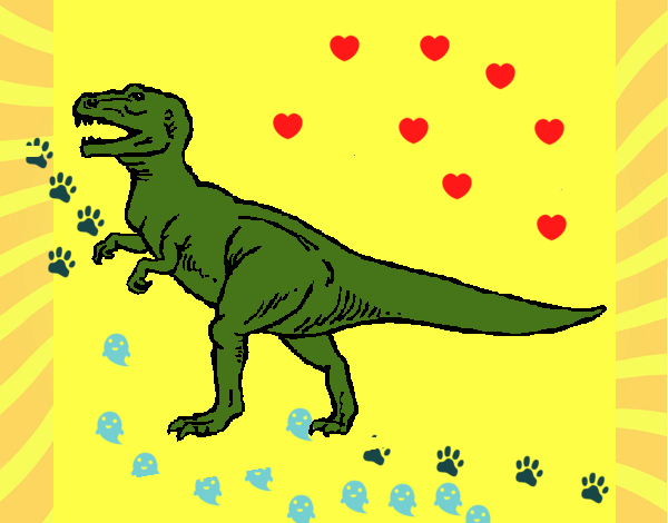 Disegno Tyrannosaurus Rex  pitturato su amirotto