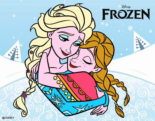 Disegno Frozen Elsa e Anna pitturato su Alessia02