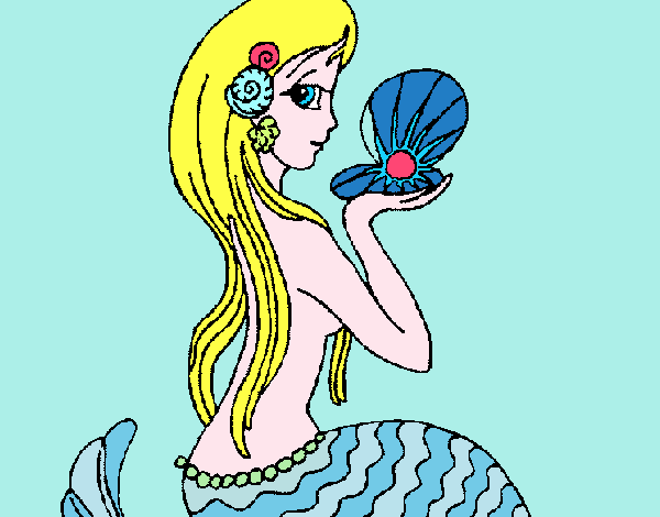 Disegno Sirena e perla  pitturato su Alessia02