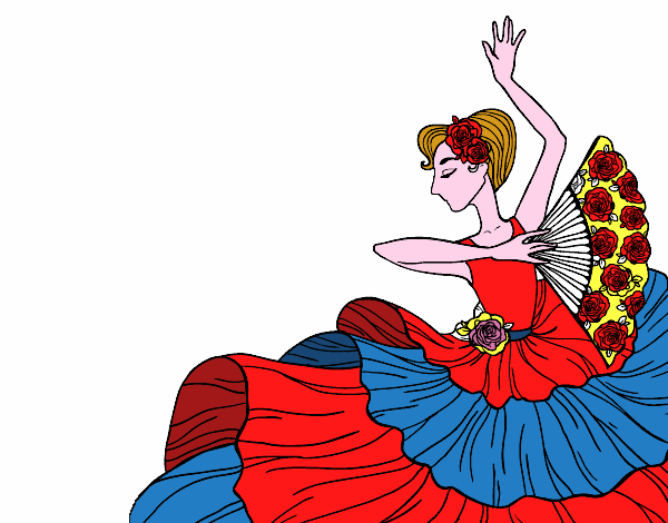 Disegno Donna flamenco pitturato su Gloriana 