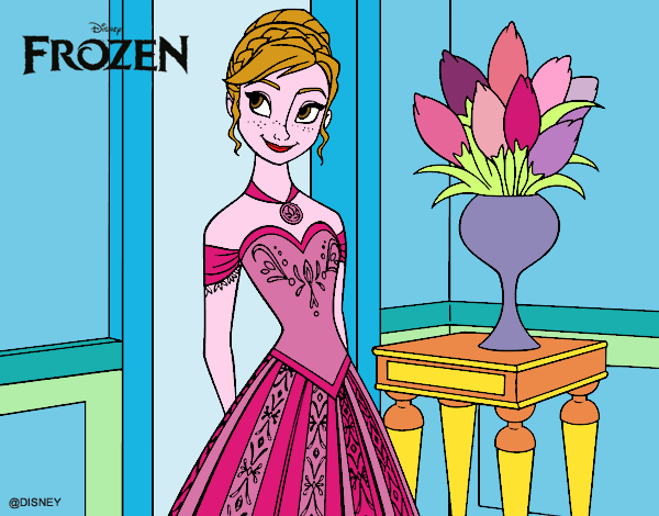 Disegno Frozen Principessa Anna pitturato su Alessia02