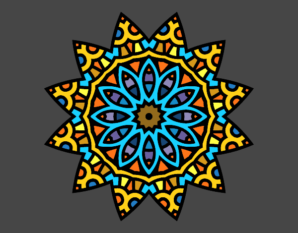 Disegno Mandala stella pitturato su josette