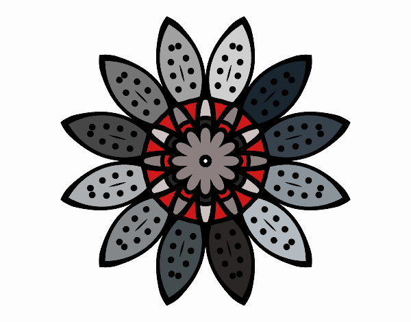 Disegno Mandala fiori con petali pitturato su kara