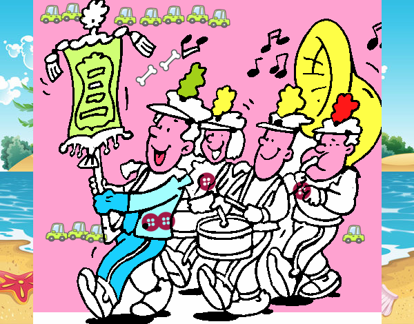 Disegno Banda musicale  pitturato su rebecca24