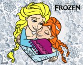 Disegno Frozen Elsa e Anna pitturato su nino