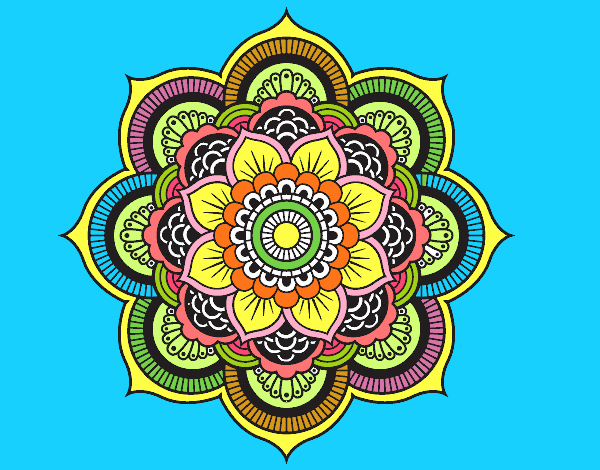 Disegno Mandala fiore orientale pitturato su elino