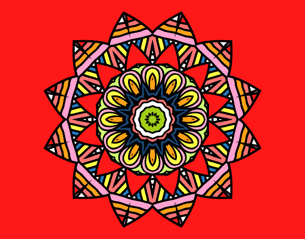 Disegno Mandala frutta pitturato su elino
