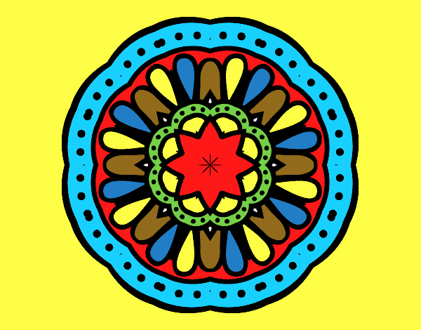 Disegno Mandala mosaico pitturato su elino