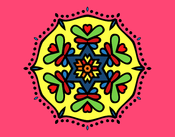 Disegno Mandala simmetrica pitturato su jeppa52