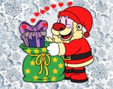 Disegno Babbo Natale che dà i regali pitturato su rebecca24
