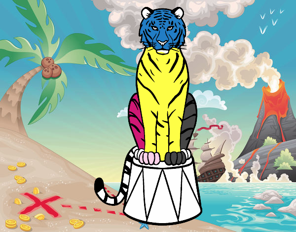 Disegno Tiger di circo pitturato su FARIQ 
