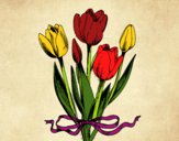 Disegno Tulipani con un fiocco pitturato su Danila