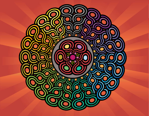 Disegno Mandala intrecciato pitturato su gaga