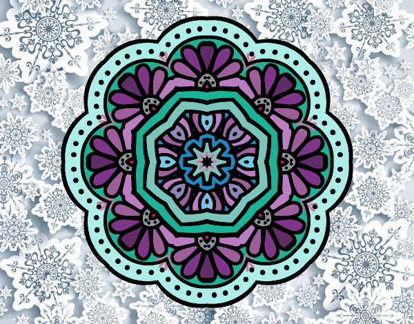 Disegno Mandala mosaico modernista  pitturato su gaga