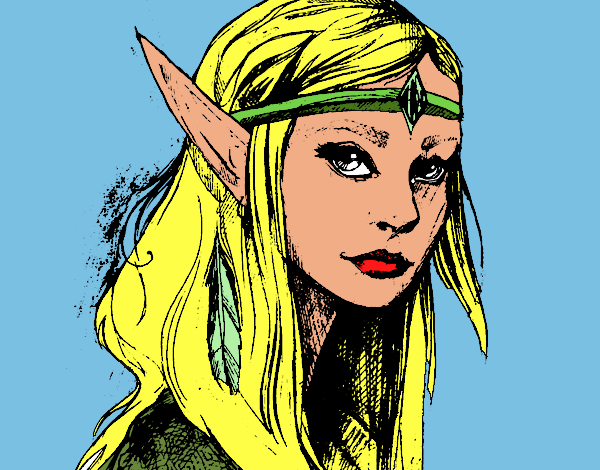 Disegno Principessa elfo pitturato su lavinia6