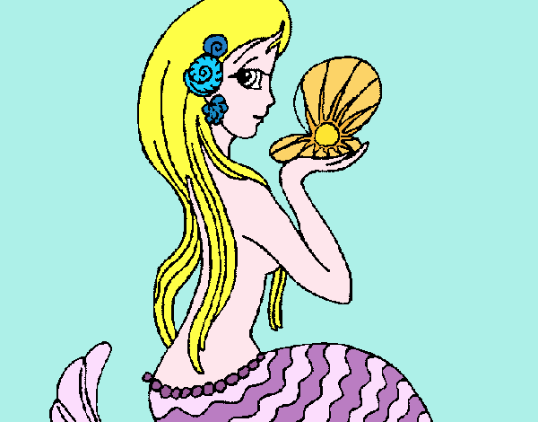Disegno Sirena e perla  pitturato su alessia07