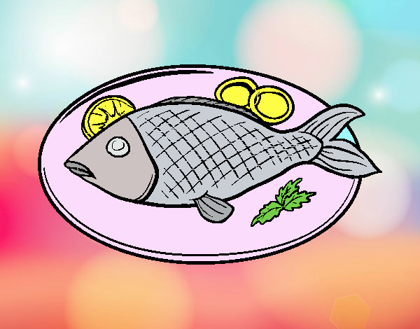 Disegno Piatto di pesce pitturato su bb10