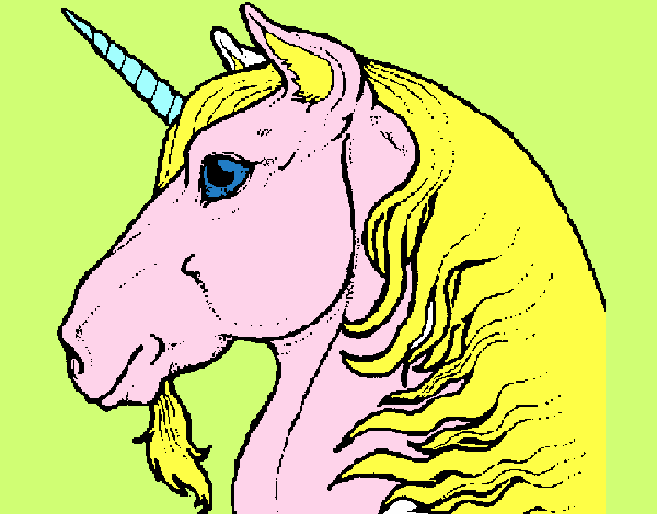Disegno Testa di unicorno  pitturato su samantha